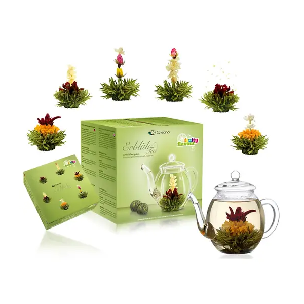 Confezione Fiori di Tè Verde con Teiera in Vetro